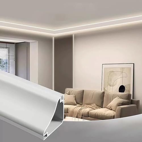 Canal LED de aluminio largo para molduras difusoras de techo ocultas