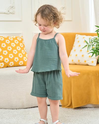Image of Weebaby Toddler Girl Clothes Baby Summer Outfits Sleeveless Halter Top Ruffle Short Set Cute Kids Clothes Girls