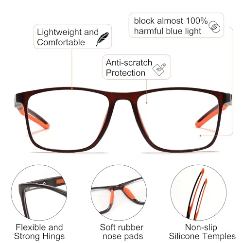 Image of FEISEDY Blue Light Glasses for Women Men TR90 Sports Ultra-Light Glasses Anti Glare UV Protection B0109