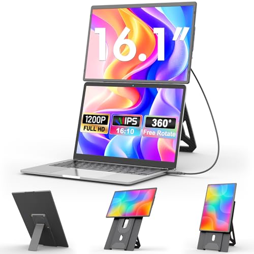 domyfan Monitor Portatile 16" FHD 1200P per Laptop, Supporto Magnetico