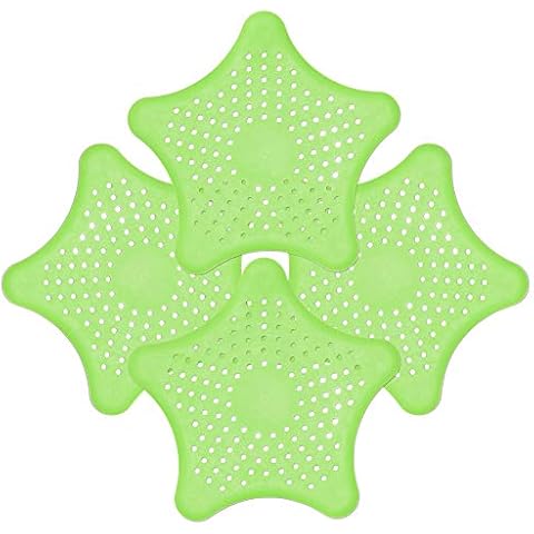 Oishii 4 Pieces Drain Protector Silicone Cover BPA-free Hair Catcher Sink Strain Cover Shower Bathtub (Green) Cover