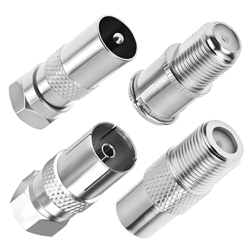 4 Pièces Kit D'adaptateur De Type F Vers Coaxial,Cable Tv,Fiche F,Prise Antenne Tv,Raccord AntenneTv,Adaptateur D'antenneTv F Mâle Vers Femelle,Pour Coaxial...