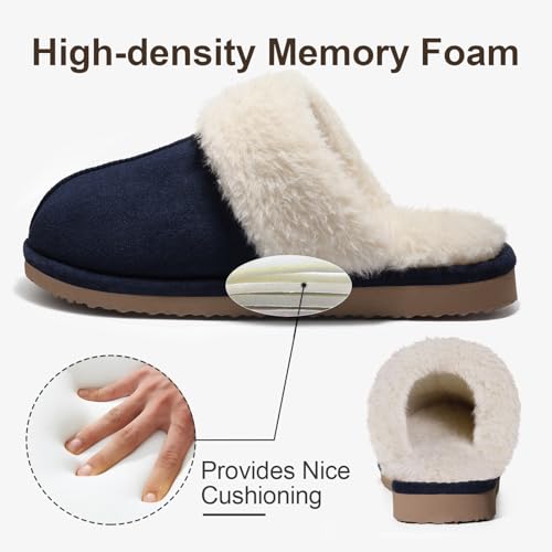 Image of Litfun Women's Fuzzy Memory Foam Slippers Fluffy Winter House Shoes Indoor and Outdoor