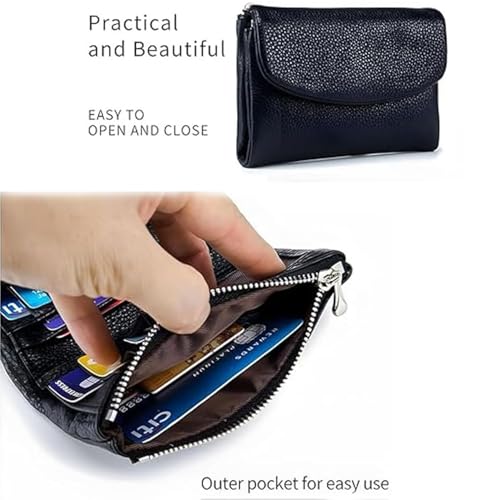 Joyfullygo Wallet, Joyfullygo Unisex Soft Pebble Leather Wallet, Relevantk Wallet, Waterproof Soft Leather Wallets for Women, Genuine Soft Leather Small Purses Ladies Billfold (Linen Blue)4