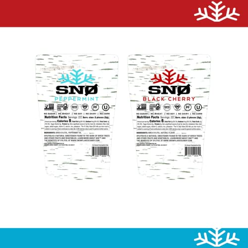 Peppermint And Black Cherry Keto Xylitol Candy Chips - Snø 1Lb Bag - Sugar-Free Candy With Only 2 Ingredients | Low Carbs, Diabetic-Friendly, Non-Gmo, Vegan, Gf & Kosher | Purest Candy In The World! #TOP1