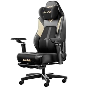 AutoFull M6 Ultra Gaming Stuhl, Gaming-Stuhl mit Massagefunktion, 720° Verstellbarer Armlehne, Auto Dynamic Tracking Lendenwirbelstütze, Ergonomischer Gaming Stühle mit Fußstütze, Schwarz