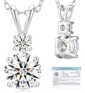 shownii 1 Cttw LAB GROWN Diamond Pendant Necklace | Certified G-H Color, SI1-VS2 Clarity 14K Gold...