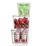 Sorbus Plastic Storage Clear Bins with Lid, Stackable Pantry Organizer Box Bin Containers for Organizing Kitchen Fridge, Food, Snack Pantry Cabinet, Fruit, Vegetables, Bathroom Supplies,