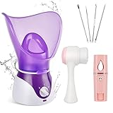 Crybeno Facial Steamer - Nano Ionic Face Steamer for Deep Cleaning, Hot Mist Face Humidifier Set for Women & Men, Moisturizing Cleansing Pores with Blackhead Remover Kit, Purple