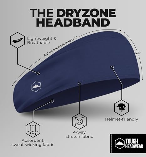 Image of Tough Headwear Tough Outfitters Headband for Men - Mens Headbands - Working Out Sports Performance Head Bands - Athletic Cycling Running Sweat Band, Football Headbands - Sweat Bands Men /Women