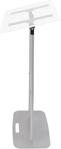 Miniatura 7 de Podio para hablar de pie, podio acrílico transparente, parte superior inclinada, montaje rápido, plateado, vidrio transparente templado, cuerpo y