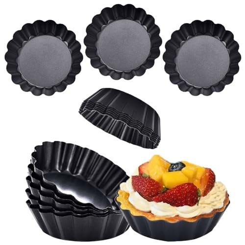 KUAYB Mini Tart Pans Removable Bottom 3 Inch Tart Pan Nonstick Round Quiche Pan Heavy Duty Carbon Steel Small Pie Pan for baking, Set of 12