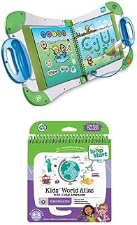Bundle of LeapFrog LeapStart Electronic Book, Educational Playbook for Pre School Boys & Girls 4, 5, 6 Year Olds, Green + LeapStart Level 3 Kids World Atlas and Global Awareness Activity Book