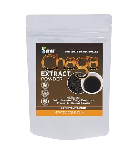 Sayan Siberian Chaga Mushroom Extract Powder (2.2 Lb) Freeze Dried Siberian Wild Harvested, Organic Antioxidant Tea for Immune and Digestion Support, Focus, Energy, Clarity, Wellness - No Additives