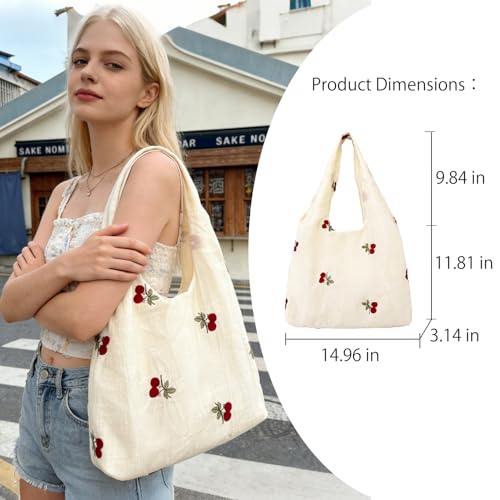 Bolso blanco bordado con cerezas para mujer miniatura 5