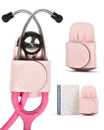 Stethoscope Holder with Cute & Hygienic Design (Pink) | Stethoscope Holder Hip Clip in Gift Box | Lightweight with Durable Adhesive | Nurse Accessories | Holds Multiple Brands including Litmann