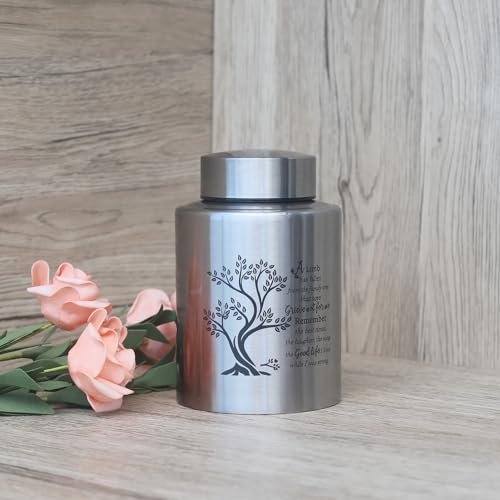 6 Inches Small Urn for Human Ashes Stainless Steel Mini Urn Cremation Urn Small Keepsake Urn Memorial Ashes Container-Black
