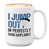Bubble Hugs Skydiving Coffee Mug Coffee Mug 15oz White - I Jump Out - Funny Sport Skydiver Helmet Altimeter Goggles Jumpsuit