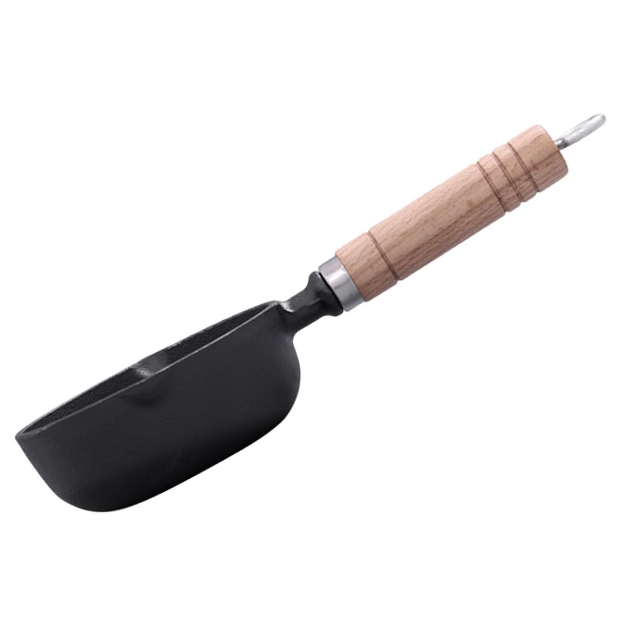 HOLIDYOYO Butter Melting Pot Cast Iron Oil Pouring Pan with Wooden Handle for Melting Candy Butter and More Versatile Small Kitchen Supply for Cooking