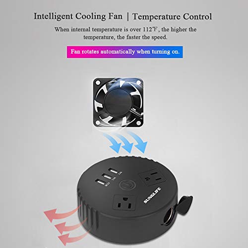 SUNGLIFE 150W Car Power Inverter, DC 12V to 110V AC Converter with 1 Socket Cigarette Lighter Adapter