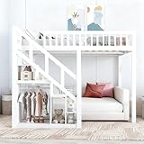 Clôture haute :Design sûr avec bords polis et grande stabilité : tous les bords sont arrondis et polis, pas de bords tranchants ! le lit mezzanine pour enfants, le dispositif anti-chute intégré autour du lit assure la sécurité de vos enfants et les protège des blessures pour que vous puissiez dormir tranquillement.