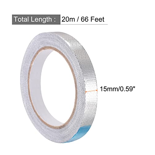 Image of Aluminum Foil Tape Adhesive Metal Tape, [for Sealing Patching Hot Cold HVAC, Duct, Pipe Insulation] - 0.6 inch /66ft /5.9 Mil /Silver