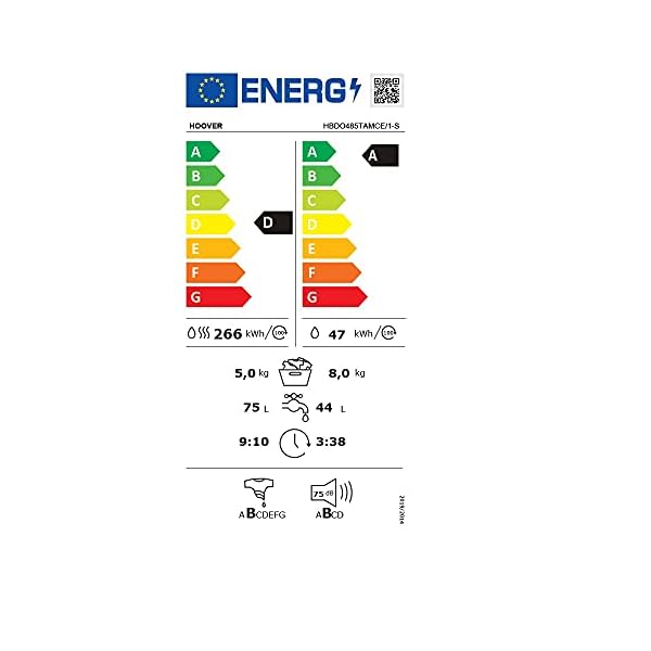 Hoover H-WASH&Dry 300 PRO HBDO485TAMCE/1-S Einbau-Waschtrockner, integriert, 8 kg + 5 kg, 1400 U/min, Inverter-Motor, WLAN, Zyklen Extra Care, All in One 59, Weiß – Bild 5