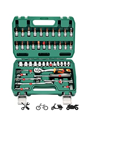 YyDDs Juegos de herramientas manuales Juego de herramientas de reparación de automóviles Caja de herramientas mecánicas Compatible para el hogar Juego de llaves de vaso de trinquete (color: 46 piezas)