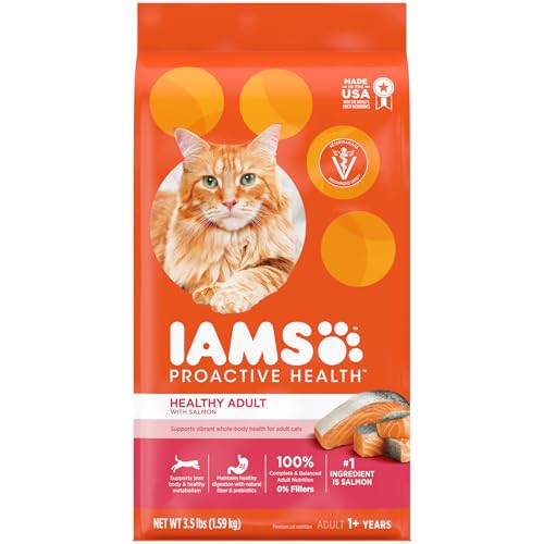 P L-RA Proactive Health Salmon Dry Cat Food, 3.5 Lb Bag - Made with 100% Nutrition and 0% Fillers, Our Dry Cat Food Supports Whole-Body Health with Essential Nutrients