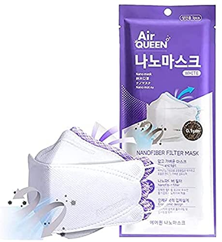 Air Queen Nanofiber Filter Face Mask - White 10 Pcs & Black 10 Pcs Plus 1 Kf94 White Mask [Total 21 Masks] Made In Korea #TOP1