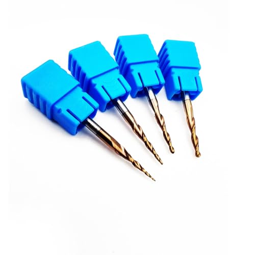 Image of 4pcs /Package Assorted R0.25 & R0.5 & R0.75 & R1.0 with 1 /8 inch (3.175mm) Shank HRC55 2Flutes Tungsten Solid Carbide Tapered Ball Nose End Mill (4pcs, R0.25+R0.5+R0.75+R1.0)