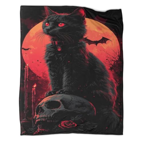 Couverture chat noir en microfibre 127x152 cm pour lit et canapé - 2