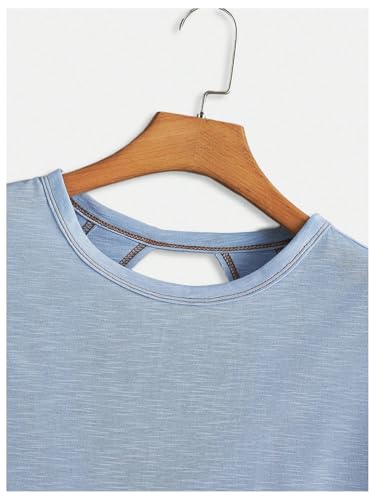 Image of SOLY HUX Women Open Back Tops Workout Backless Tee Casual Athletic Shirts Short Sleeve Oversized Gym T Shirt