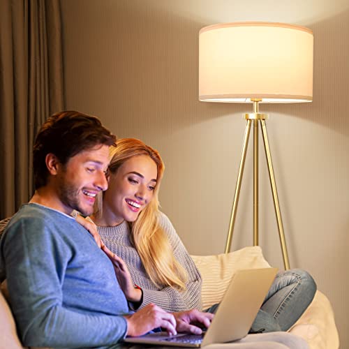 Alldio Tripod Floor Lamps For Living Room, Modern Standing Lamp With Drum Shade thumb #2