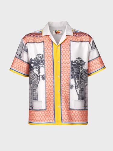 T-shirt de sport pour homme bleu coupe décontractée vêtements été col cubain S