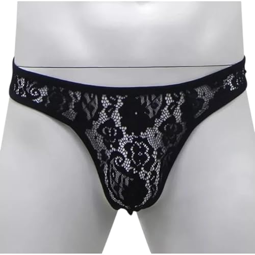 Men's Sissy Lace Thong Panties, Femboy Panty See-Through Floral Underwear Lingerie for Cross-dressers3