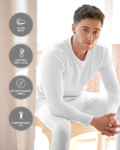 Weerti Thermal Underwear For Men Long Johns With Fleece Lined Base Layer Men Cold Weather Winter Top Bottom (White 4Xl) #TOP1
