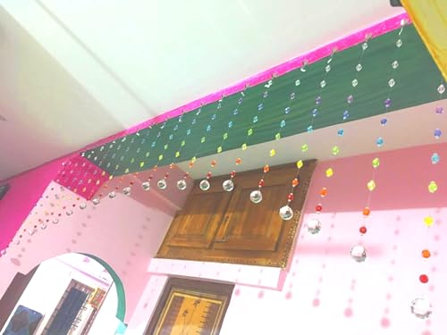 Image of K9L 40 String, 100% Glass Drops, Acrylic Bead, String Hanging Crystal Curtain (40 String Suitable to 5 to 6 Feet Width)(Rainbow)