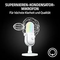 Razer Seiren V3 Chroma - RGB USB-Mikrofon - Supernieren Kondensator-Mikrofon mit Tap-to-Mute (Reaktive Beleuchtung, Digitaler Verstärkungsbegrenzer und integrierter Schockdämpfer) Weiß – Ansicht 4