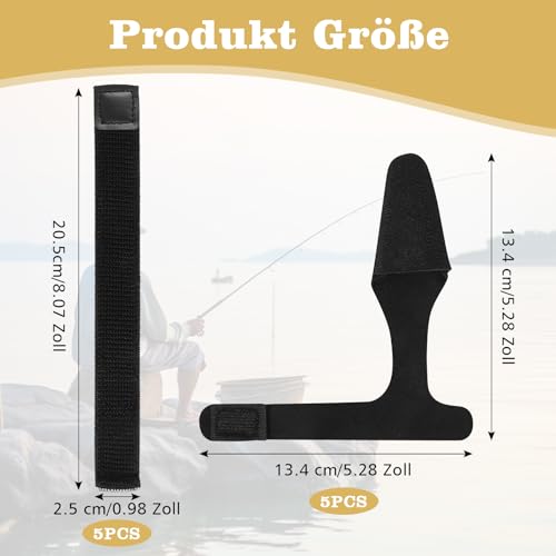 WEFINEST 10 Stück Rutenschutz Angeln, Schwarz Rutenbänder Angeln Gummi Rutensocken mit Klettverschlüssen, Rutenband Angelns Elastische Angelruten Gurte für Sicherung Oder zum Schutz von Angelruten