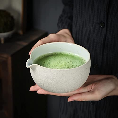 Teanagoo Japanese Tea Set With Bamboo Tray, Matcha Whisk Set, Matcha Bowl With Pouring Spout, Bamboo Matcha Whisk (Chasen), Scoop (Chashaku), Matcha Whisk Holder, Tea Powder Can. O3, Lt. Grey, #TOP5