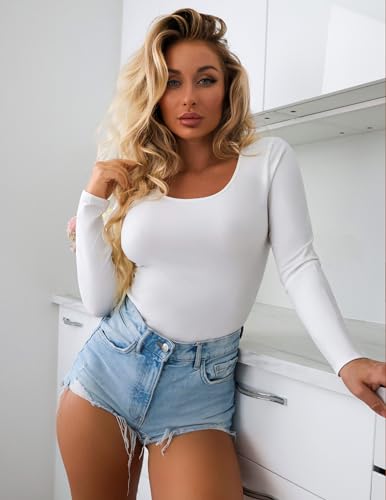 Ekouaer Womens 3 Pack Long Sleeve Shirts Scoop Neck Tops Stretch Fitted Undershirt Lightweight Basic Thermal Tee XS-XXL4