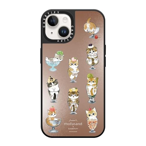 CASETiFY MagSafe �Ή��~���[ iPhone 14 �P�[�X [���ː� / 1.5m����̗����������N���A / Mofusand] - �V���o�[ (�u���b�N�o���p�[) - Pick Your Flavor