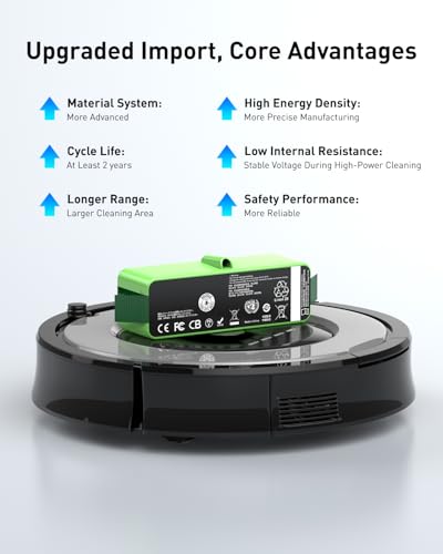 Image of 1800Li Replacement Battery for iRobot Roomba, Imported battery Replacement for Roomba 900 800 700 600 Series, for 960 965 970 980 981 801 805 850 860 877 890 891 895 780 790 614 615 640 665 670 675