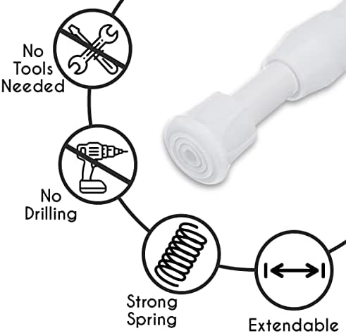 JJOnlineStore 50889 - Spring Extendable Telescopic Net Voile Tension Shower Curtain Valance Curtain Rail Loaded Pole Rod Bath Cupboard Window (30cm-50cm), White, 30.0 cm*2.0 cm*2.0 cm