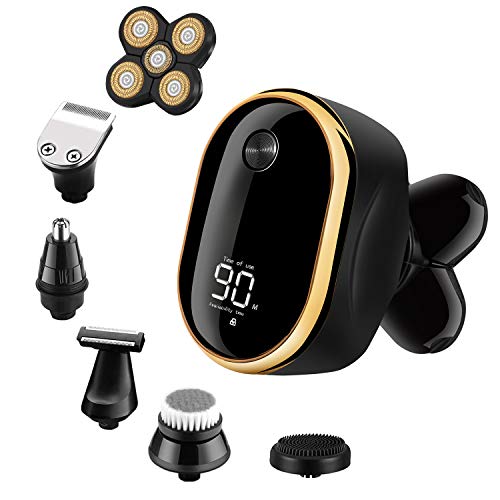Electric Razor for Men - 6 in1 Bald Head Shaver - Cordless Shavers for Men - Mens Electric Shaver - Beard Trimmer with LED Display - Multifunctional Mens Grooming Kit - Waterproof, USB Rechargeable
