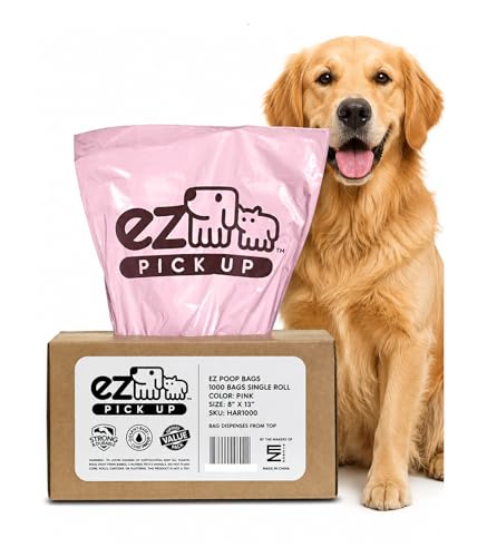 Image of EZ Pick Up 1000 Count Dog Waste Poop Bags, Unscented Single Roll, Heavy Duty, Improved Thickness (Pink - 1000ct)
