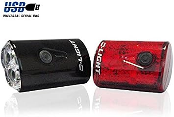 USB Rechargeable LED Bicycle Lights Front/Rear Set