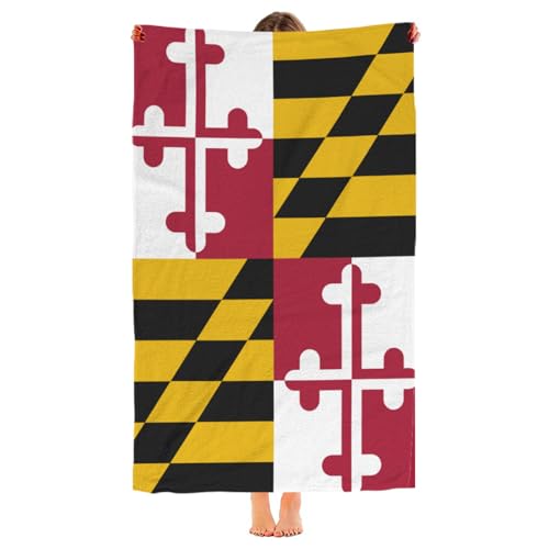 vbtaroix Maryland Flag Beach Towel Microfiber Quick Dry Bath Towels for Bathroom Adult Pool Camping...