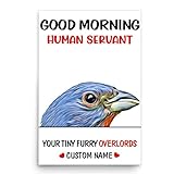Personalized Pet Name Portrait Wall Art - Painted Bunting Cardinal Poster 12x18 Inches Unframed - Funny Good Morning Human Servant Custom Gifts for Bunting Lovers